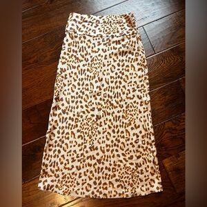 Free People Leopard-Print Midi Skirt in Cream and Brown